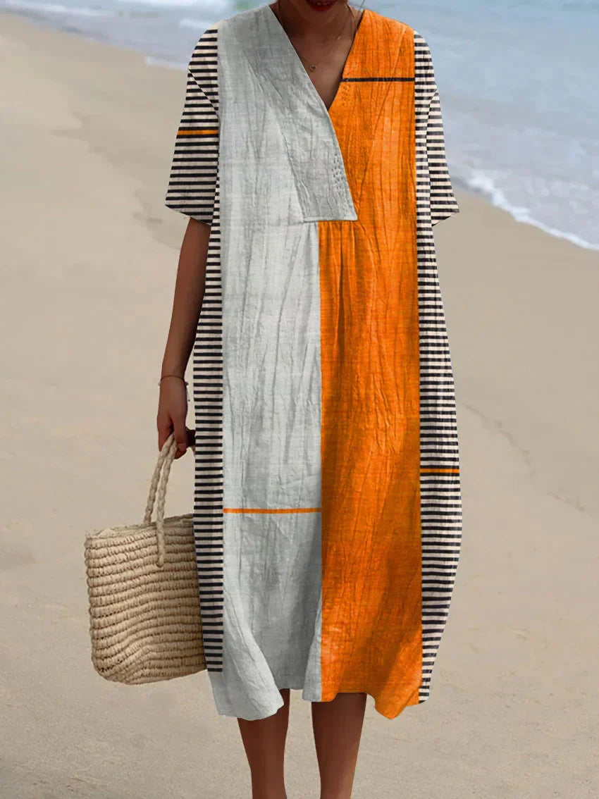 Asne | Geometrisk Stribet Kjole