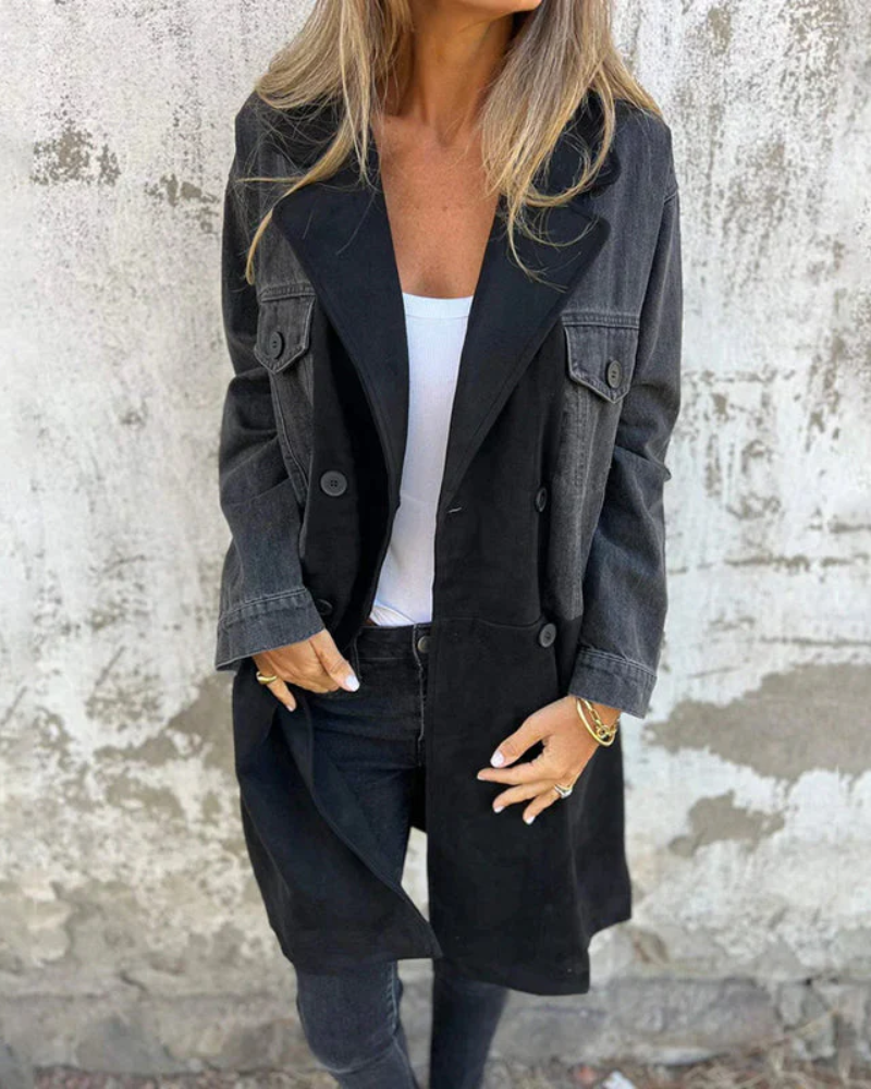 Thyra | Denim- og ruskindsfrakke til et moderne look