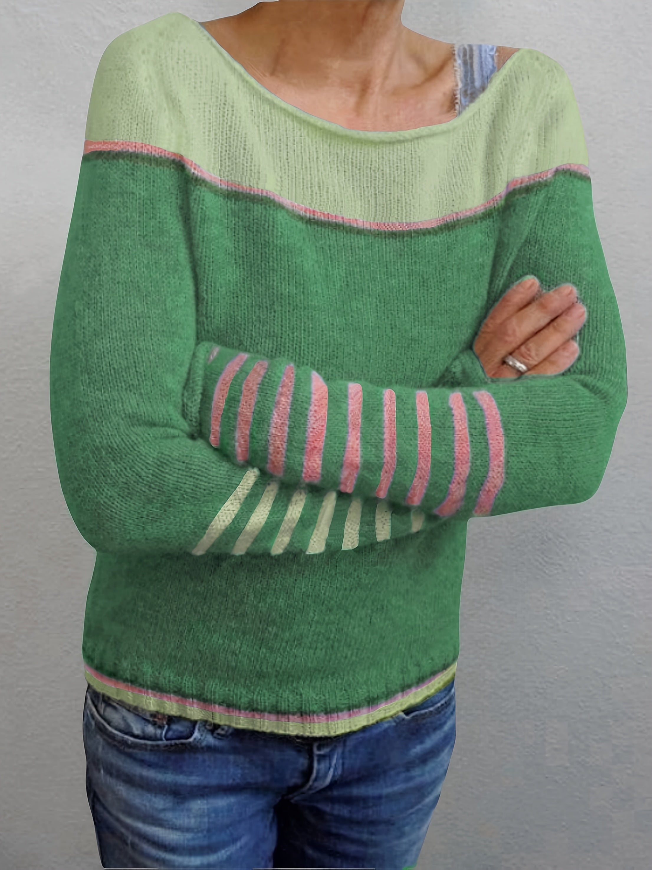 Aino - Stribet Sweater med Lange Ærmer