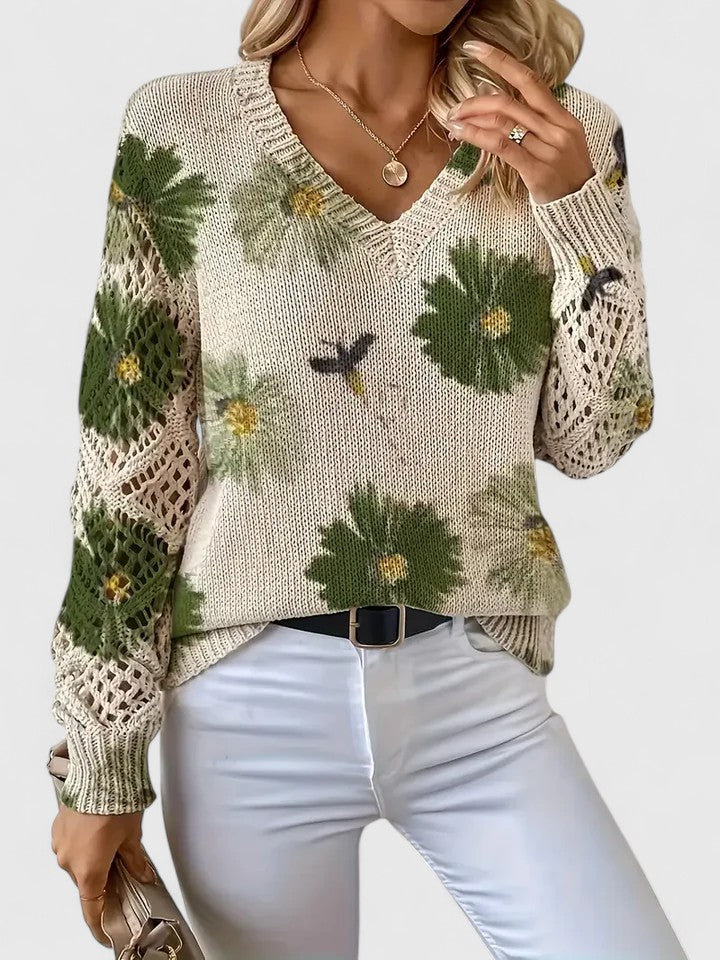 Brita | Elegant trøje med blomsterprint