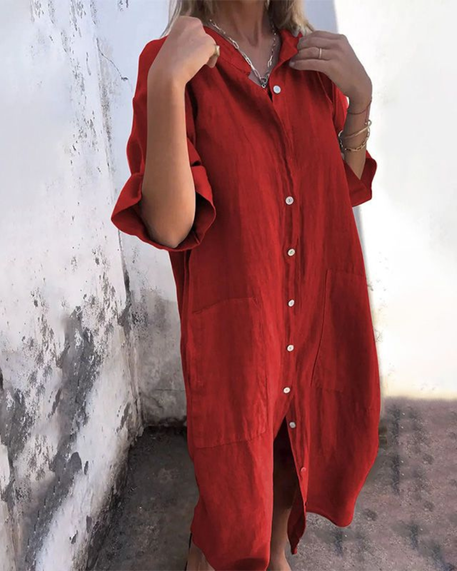 Fenja™ | Ibiza Stil Casual Skjortekjole