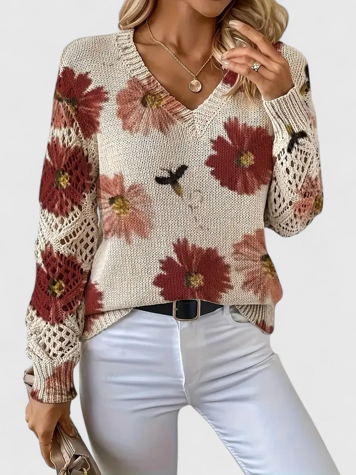 Brita | Elegant trøje med blomsterprint