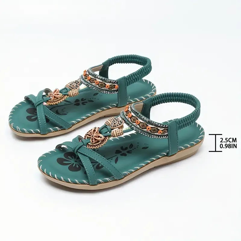 Anny | Elegante sandaler med blomster og sommerfugl i strass