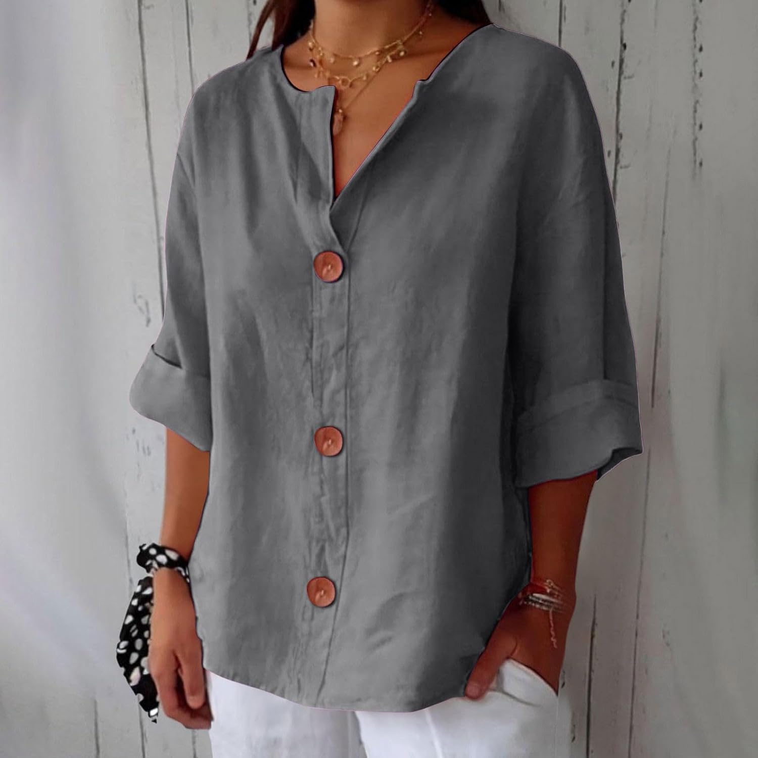 Malin - Linned Bluse i Casual Stil