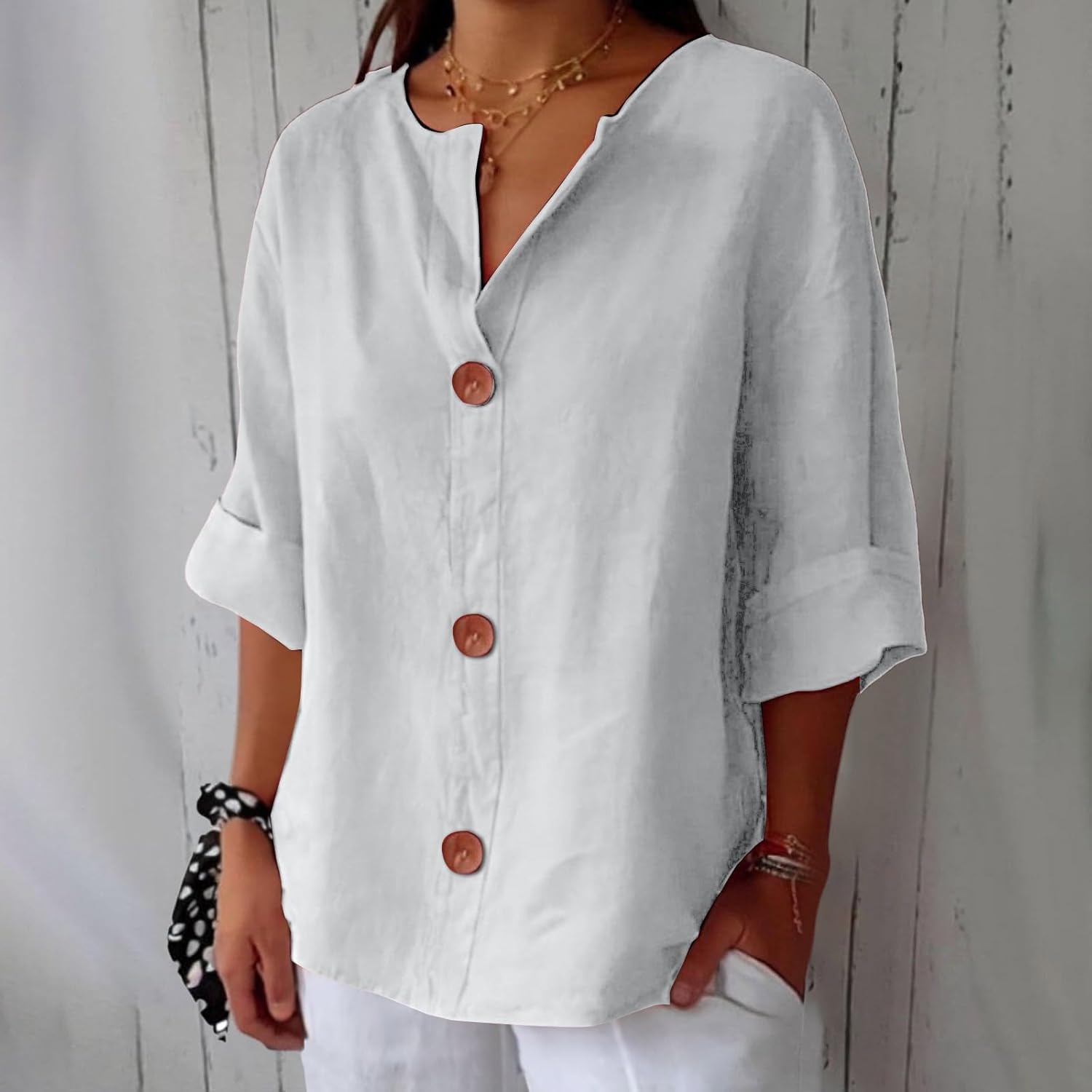 Malin - Linned Bluse i Casual Stil