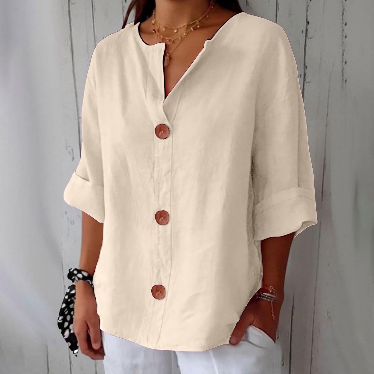 Malin - Linned Bluse i Casual Stil