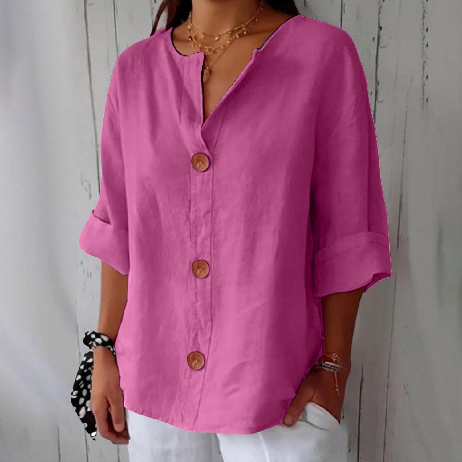 Malin - Linned Bluse i Casual Stil