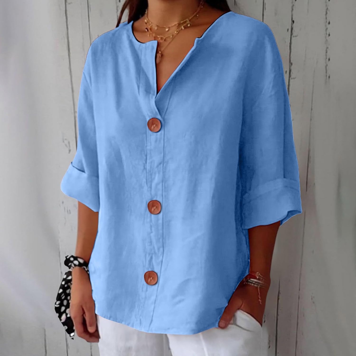 Malin - Linned Bluse i Casual Stil