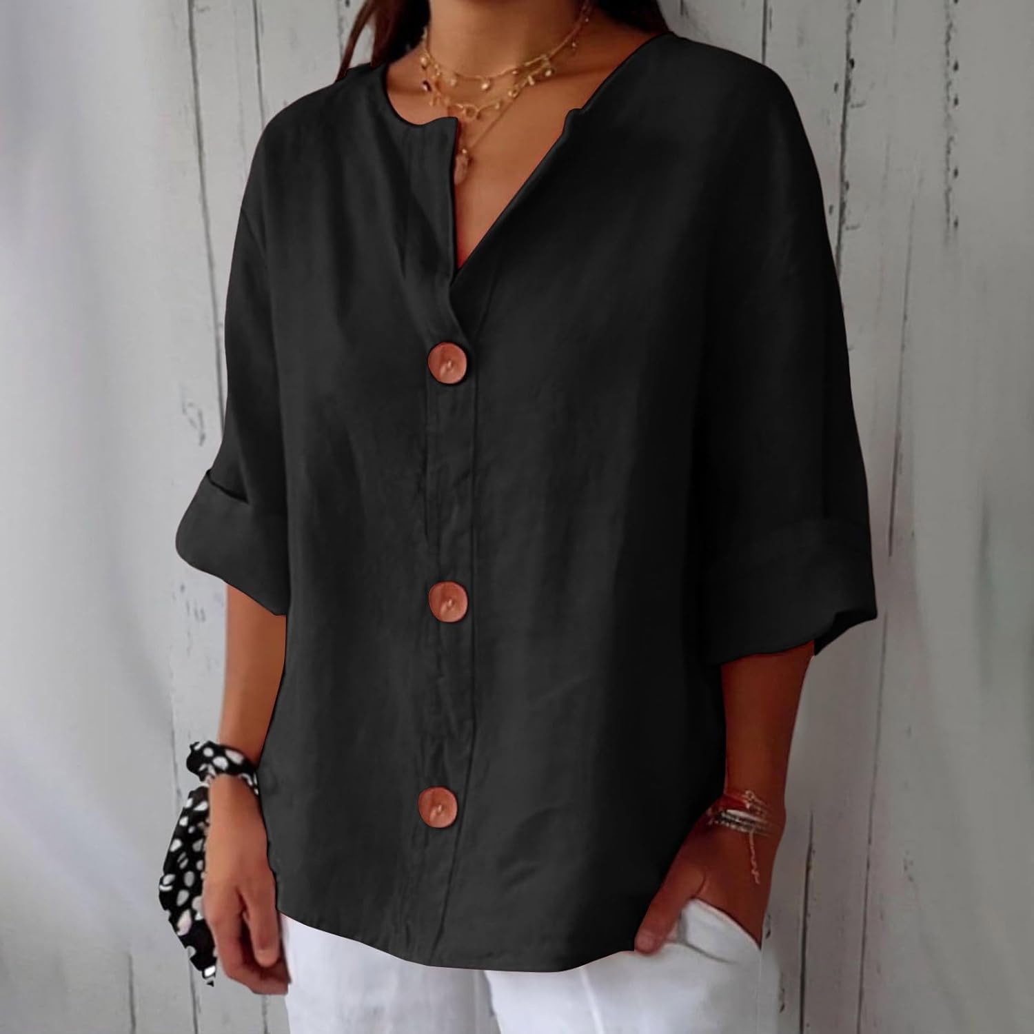 Malin - Linned Bluse i Casual Stil