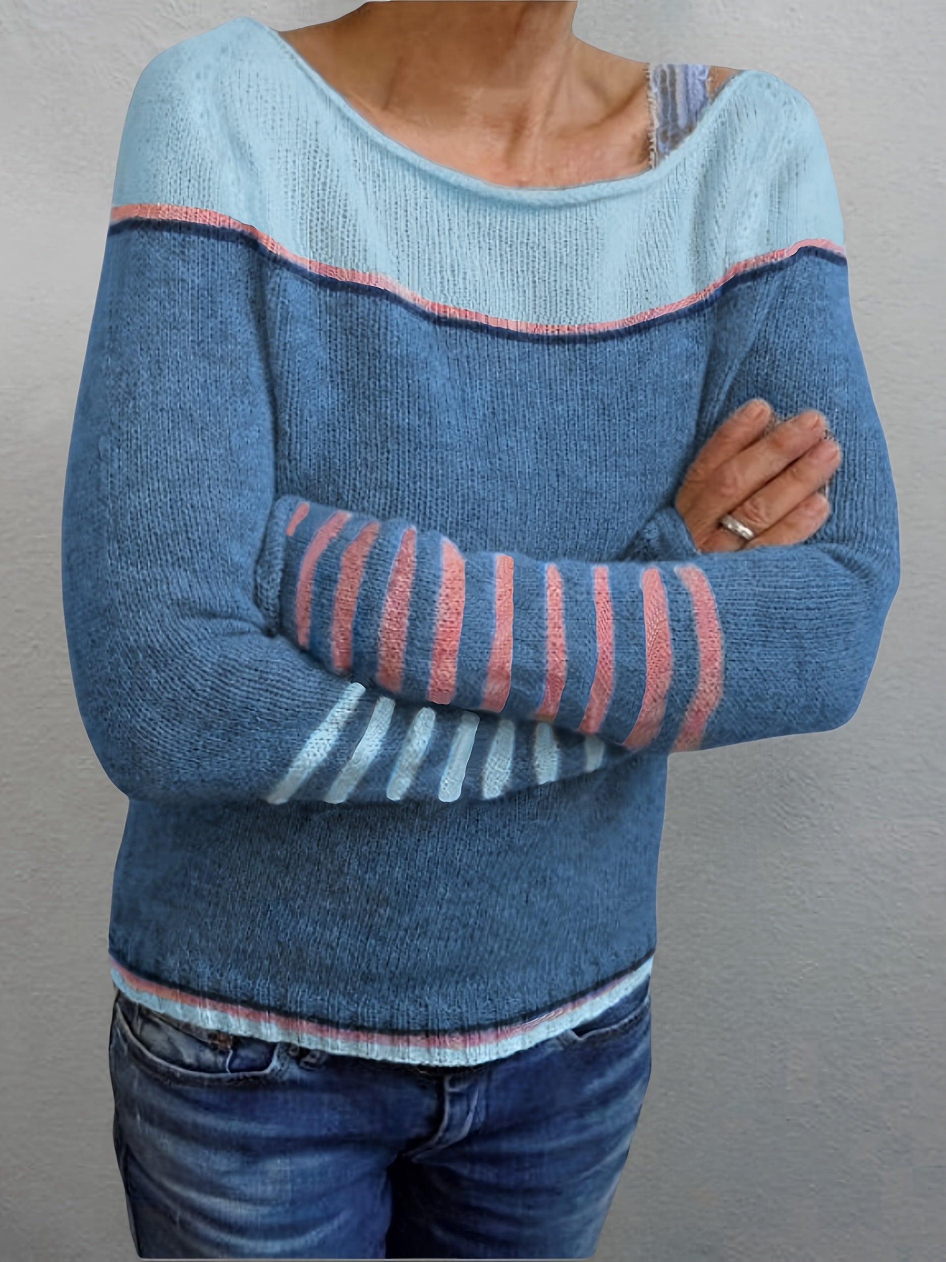 Aino - Stribet Sweater med Lange Ærmer