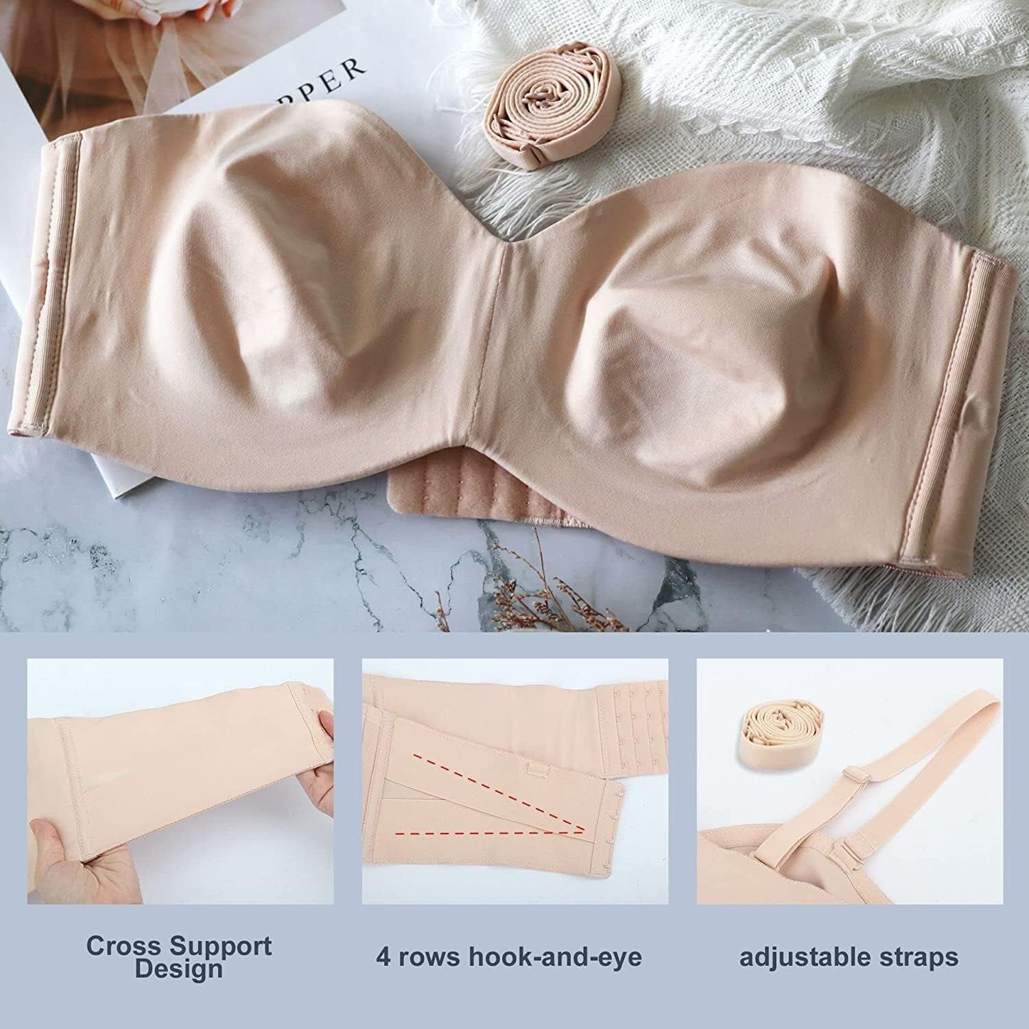 Philippa | Skridsikker, omformelig bandeau-BH i over størrelse