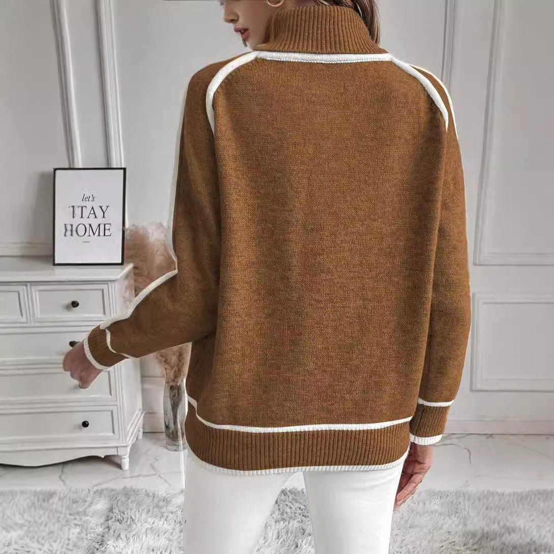Elegant Højhalset Strikket Trøje