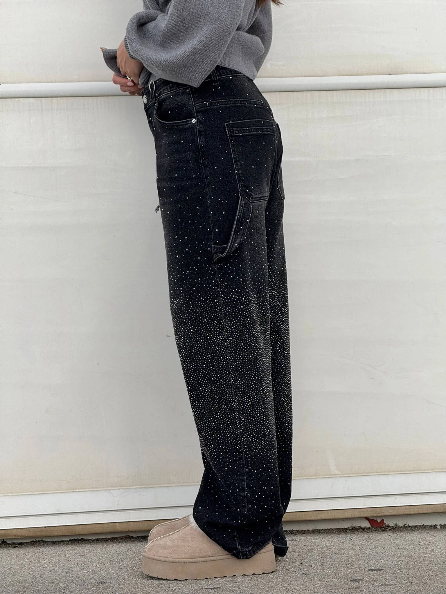 Balloon Jeans med Skinnende Detaljer – Trendy og Komfortable