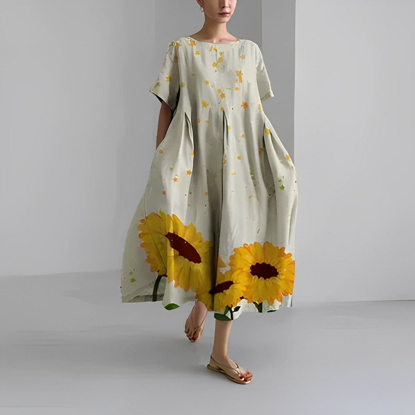 Sofie – Boho-blomstret kjole – Løstsiddende kjole