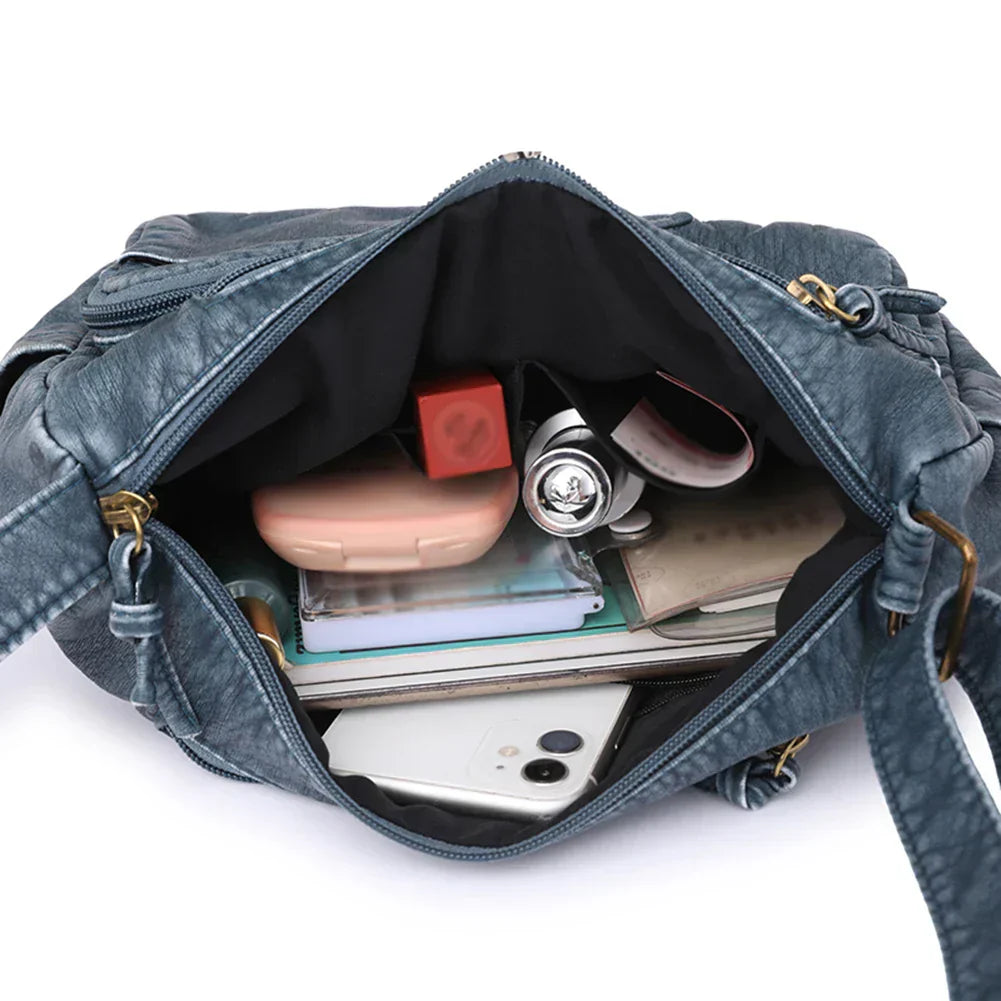 Lena™ | Vintage Luxe skuldertaske med flere lommer