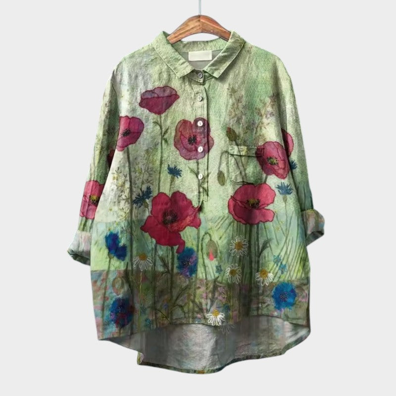 Thea | Oversize Bluse med Blomsterdesign