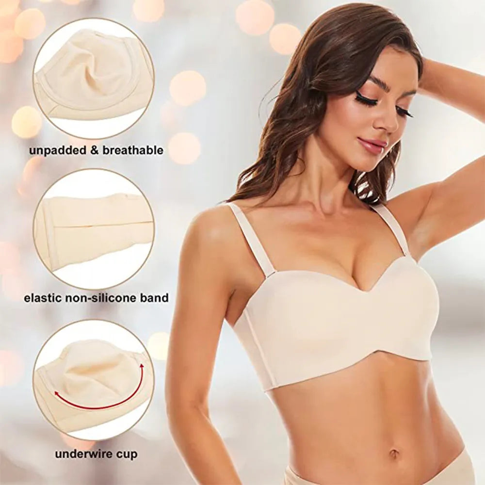 Philippa | Skridsikker, omformelig bandeau-BH i over størrelse