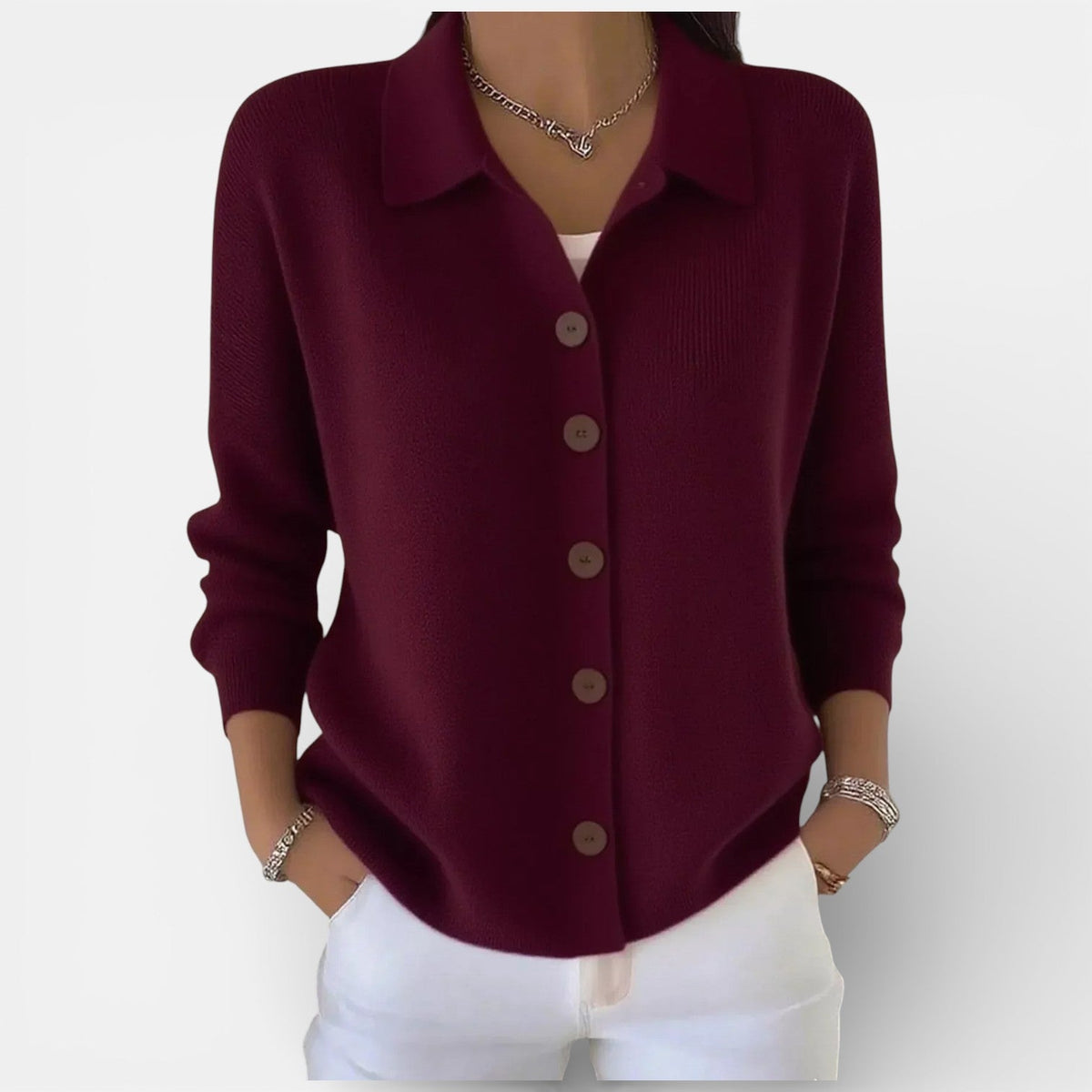 Kirstine | Strikcardigan med krave og knapper – billede 6
