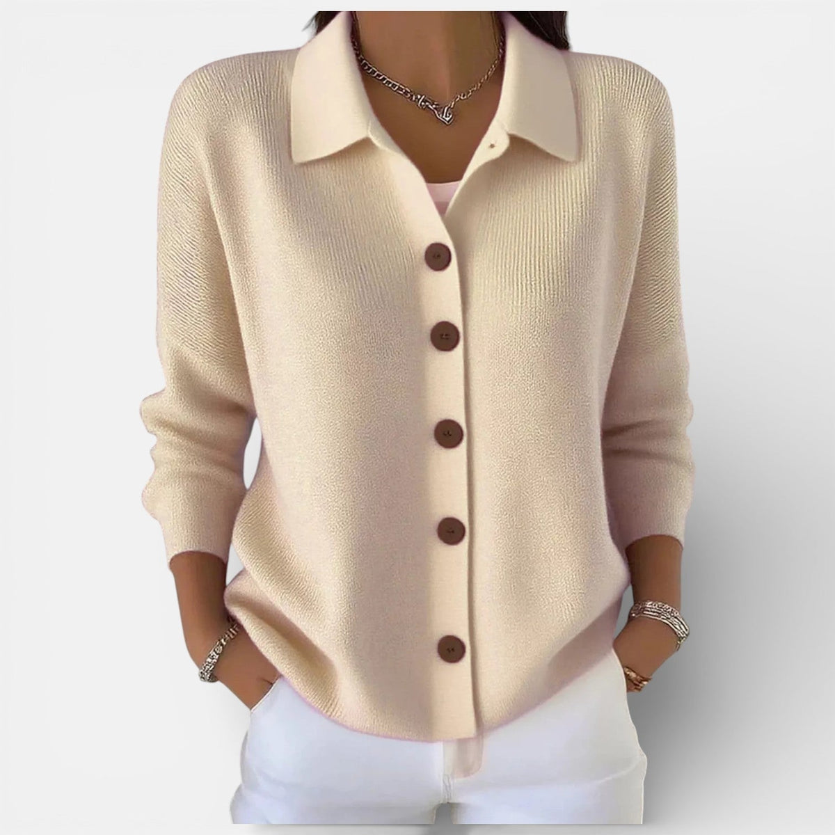 Kirstine | Strikcardigan med krave og knapper – billede 10