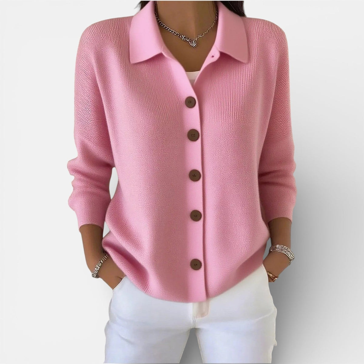 Kirstine | Strikcardigan med krave og knapper – billede 12