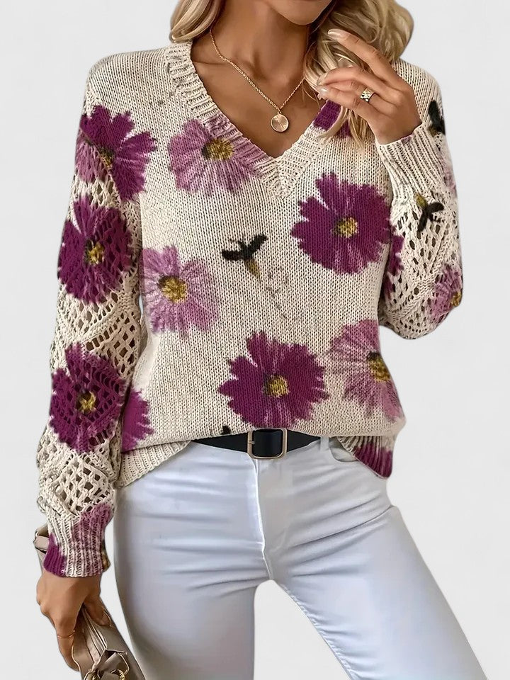Brita | Elegant trøje med blomsterprint