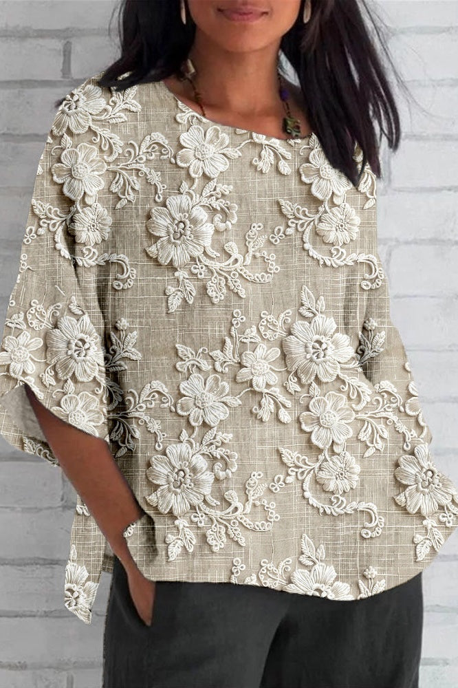 Astrid | bluse med blondeblomster