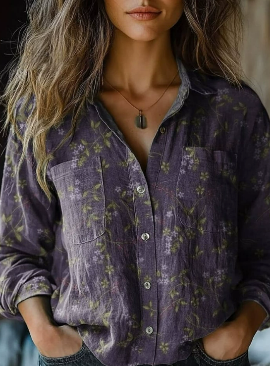 Mathilde | Vintage Bluse Med Blomstertryk