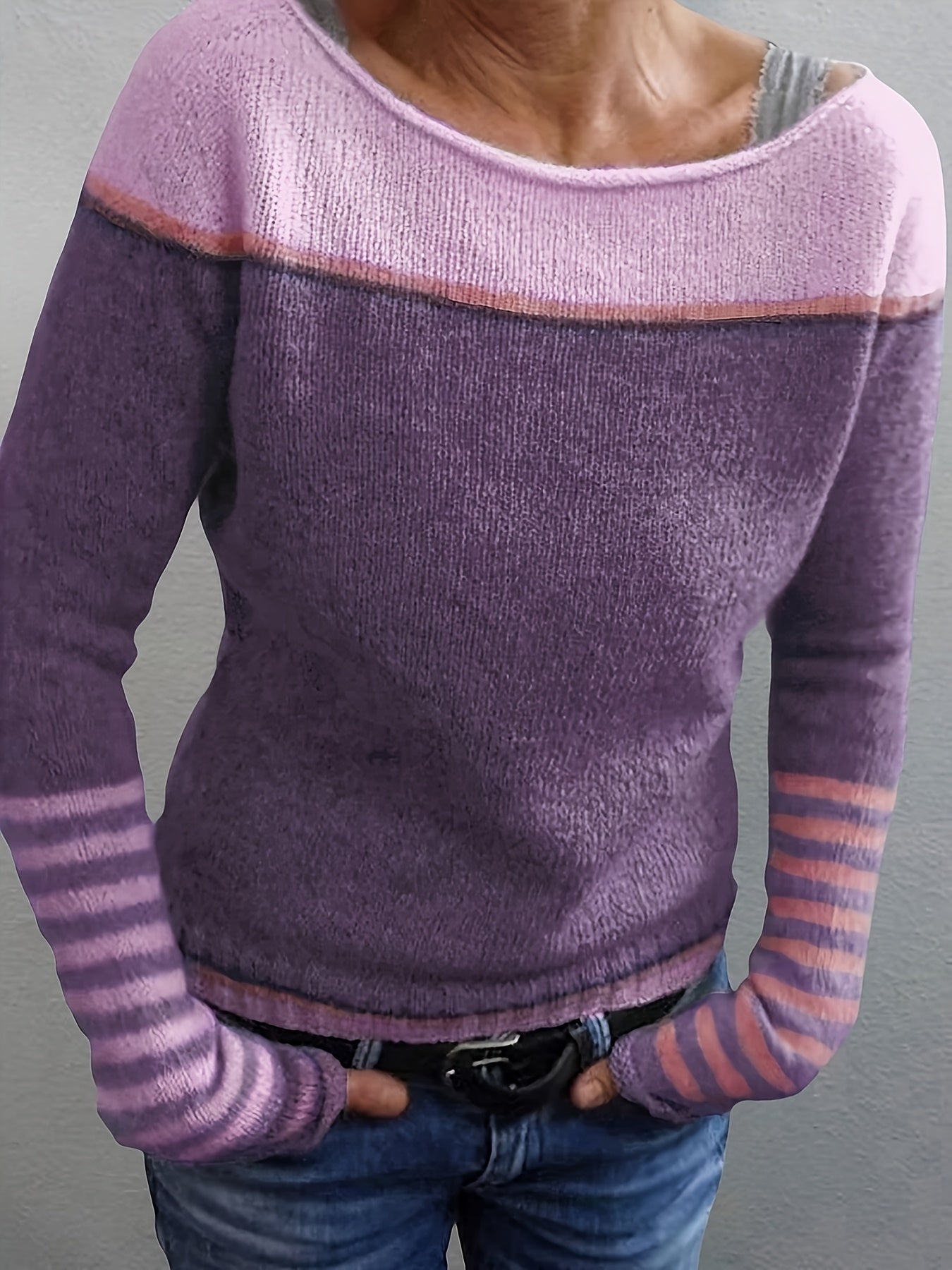 Aino - Stribet Sweater med Lange Ærmer