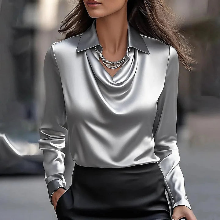 Jonna™ | Elegant satinbluse med V-hals