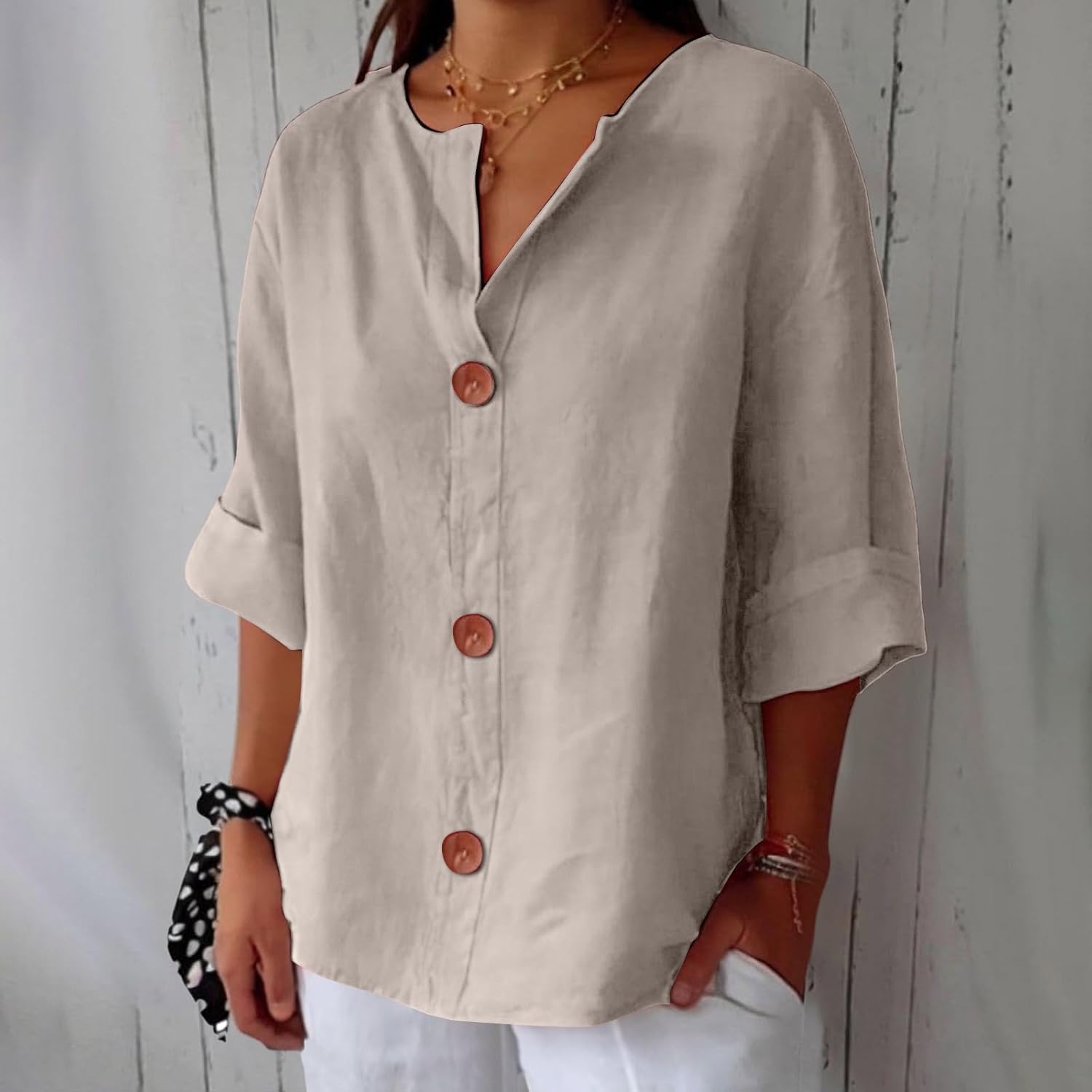 Malin - Linned Bluse i Casual Stil