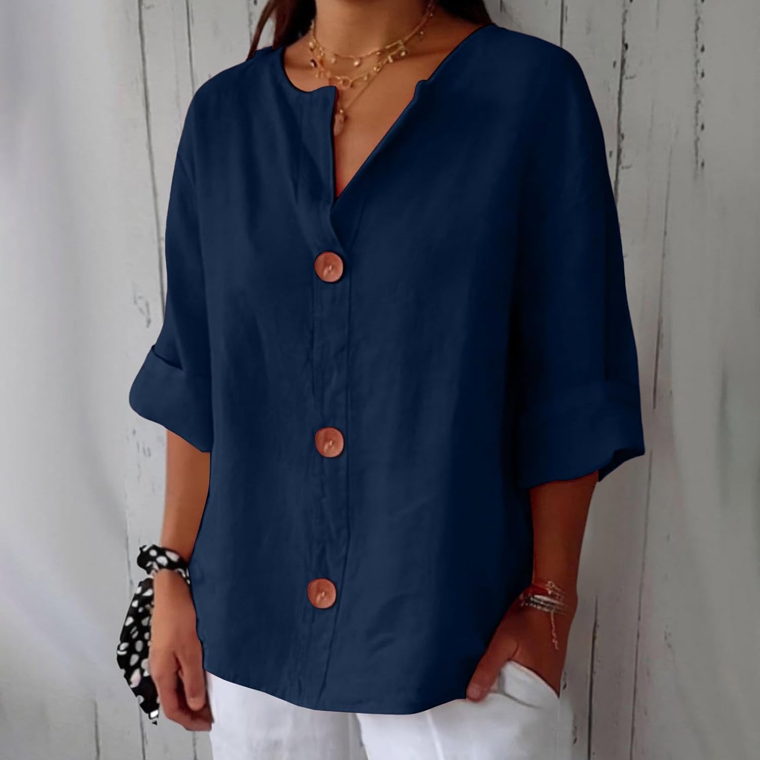 Malin - Linned Bluse i Casual Stil