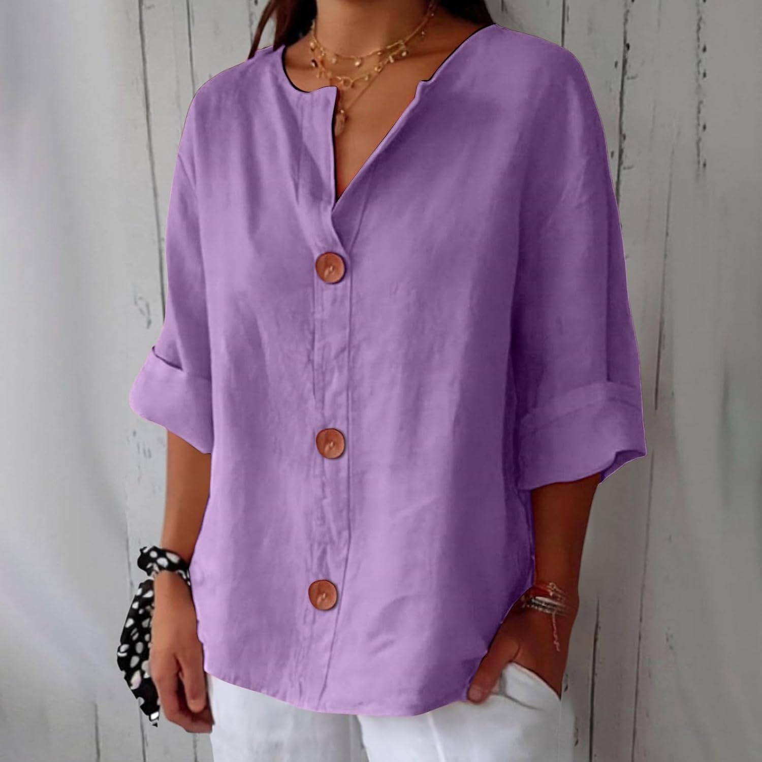 Malin - Linned Bluse i Casual Stil
