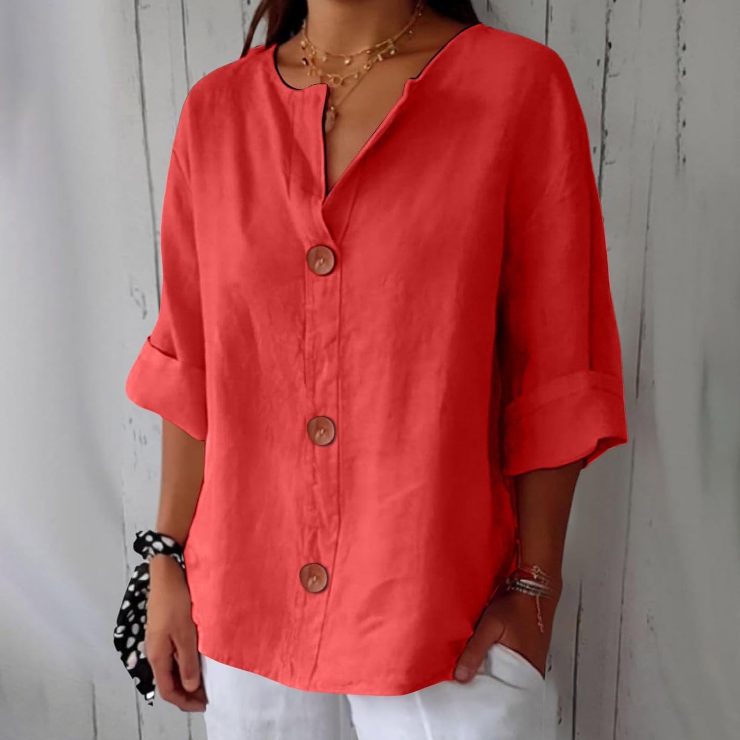 Malin - Linned Bluse i Casual Stil