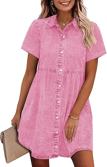 Elsa | Denim Babydoll kjole med Knapper