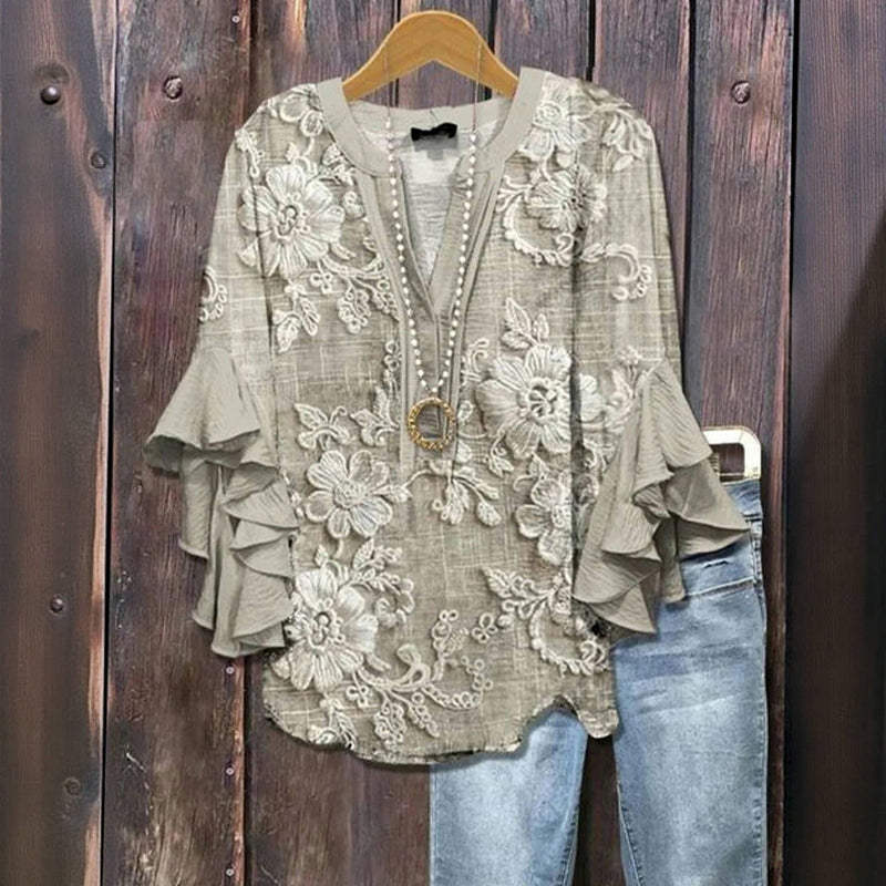 Vicky | Vintagebluse Med Blomsterprint