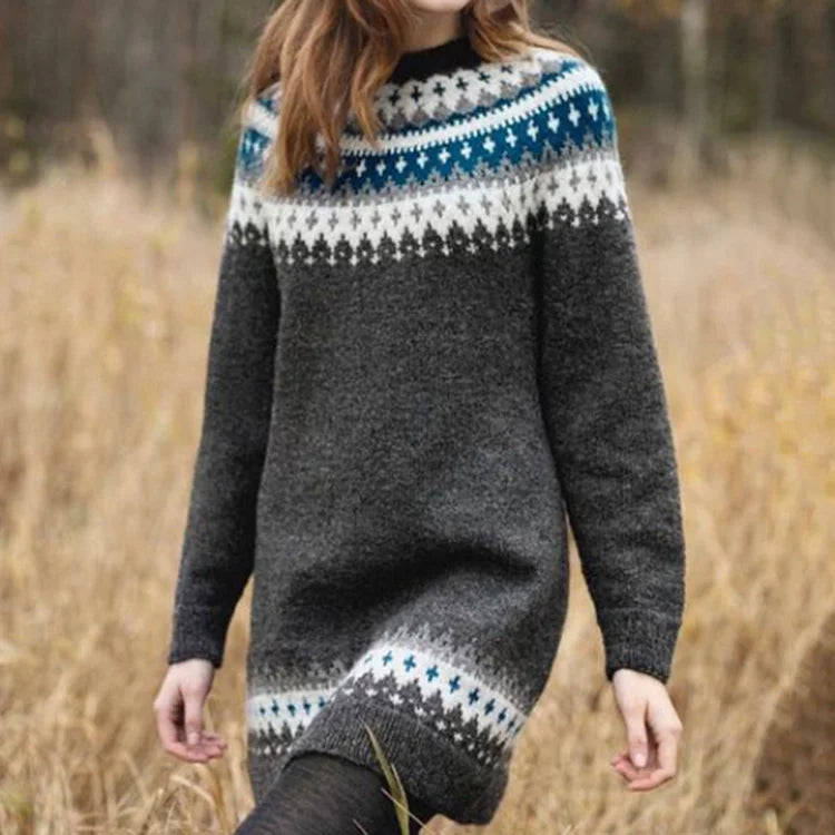 Arianna | Langærmet midi-printet sweater