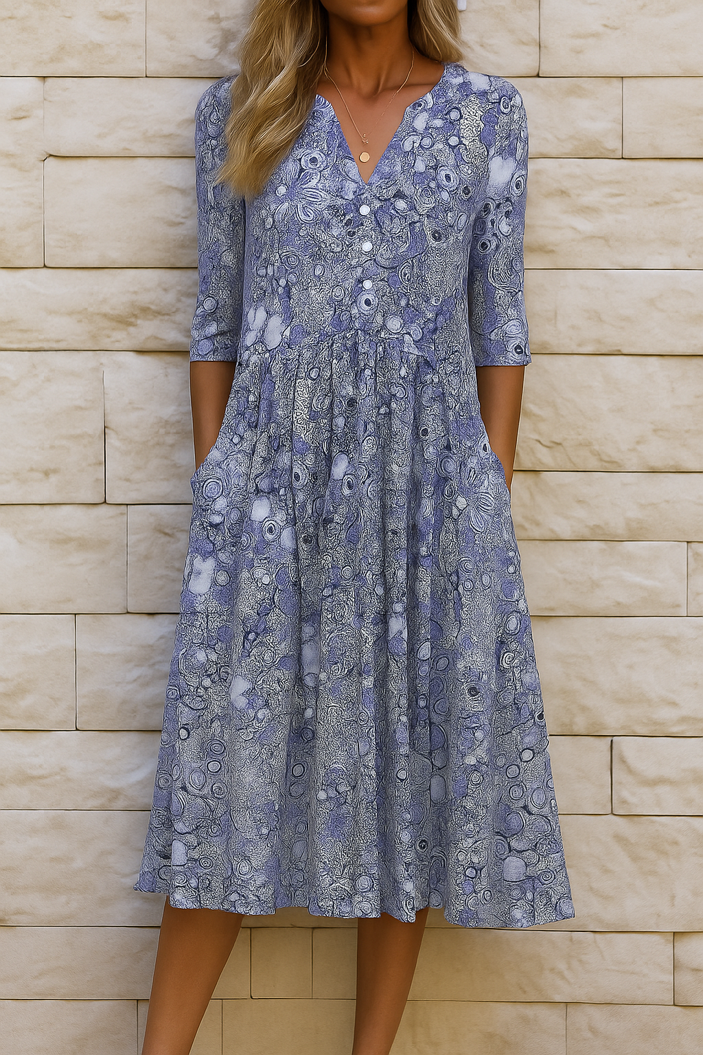 Agda™ | Elegant kjole med V-hals