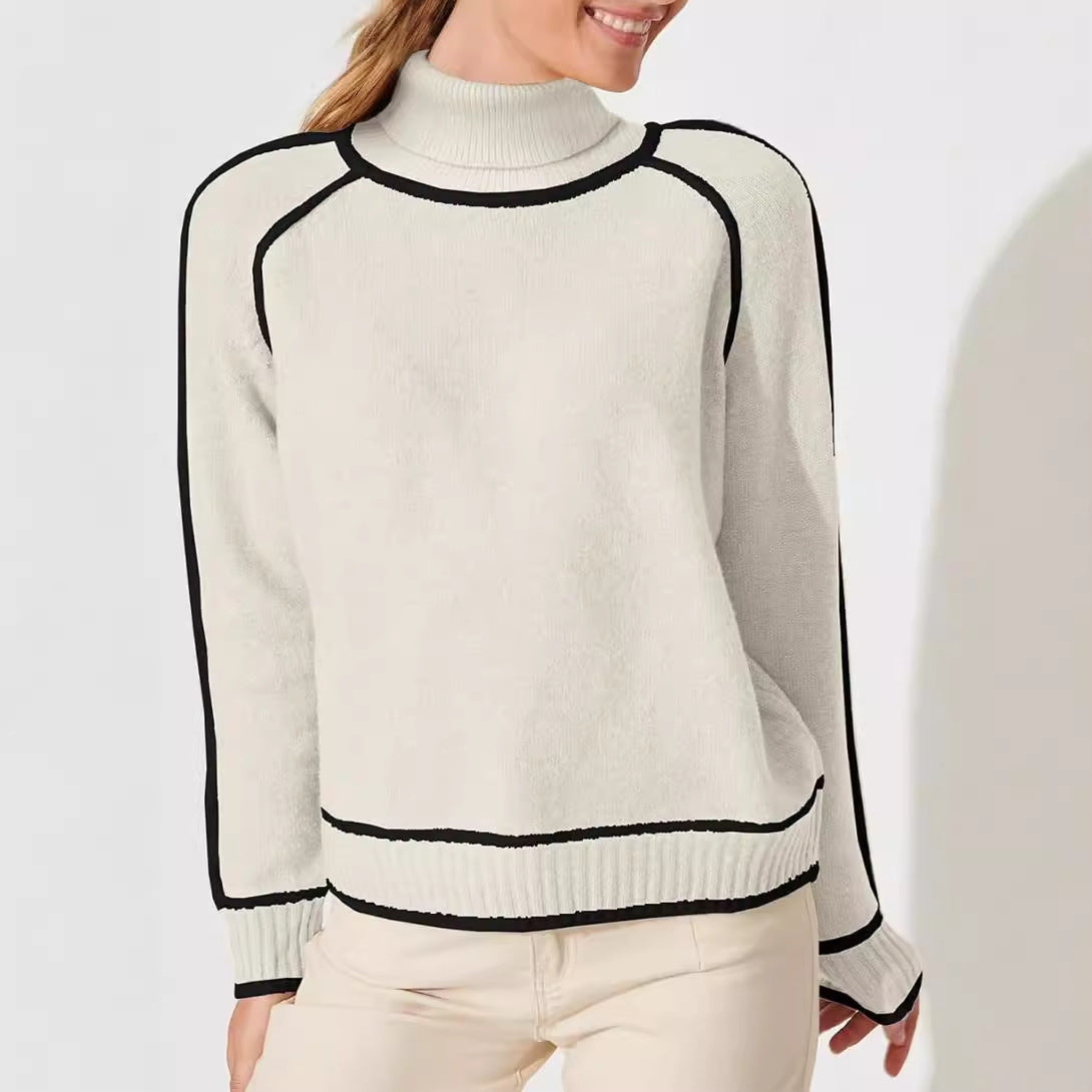 Elegant Højhalset Strikket Trøje