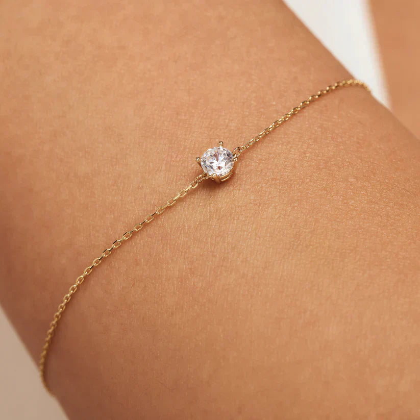 Lina | Gyldent armbånd med moissanit og sten