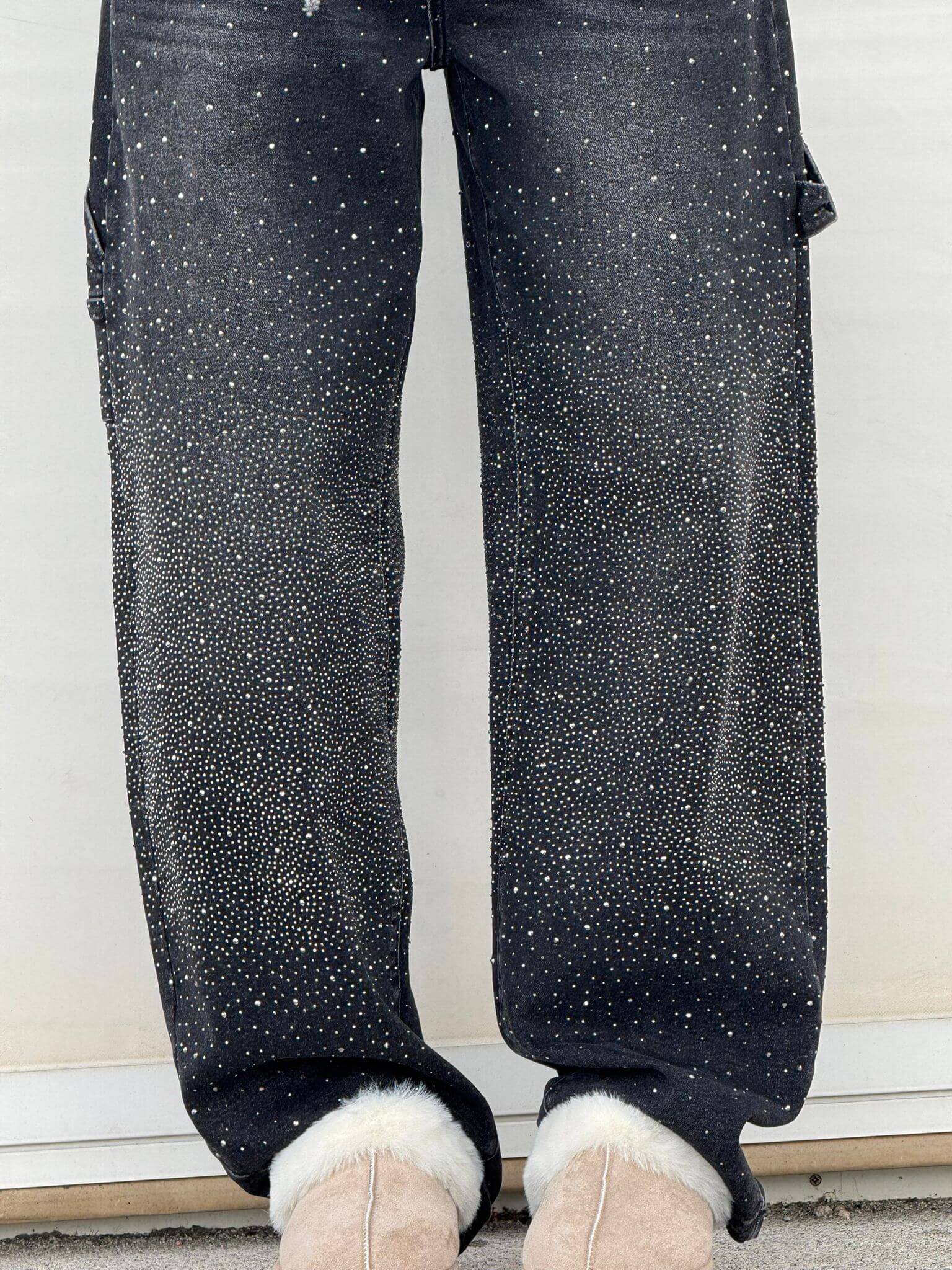 Balloon Jeans med Skinnende Detaljer – Trendy og Komfortable