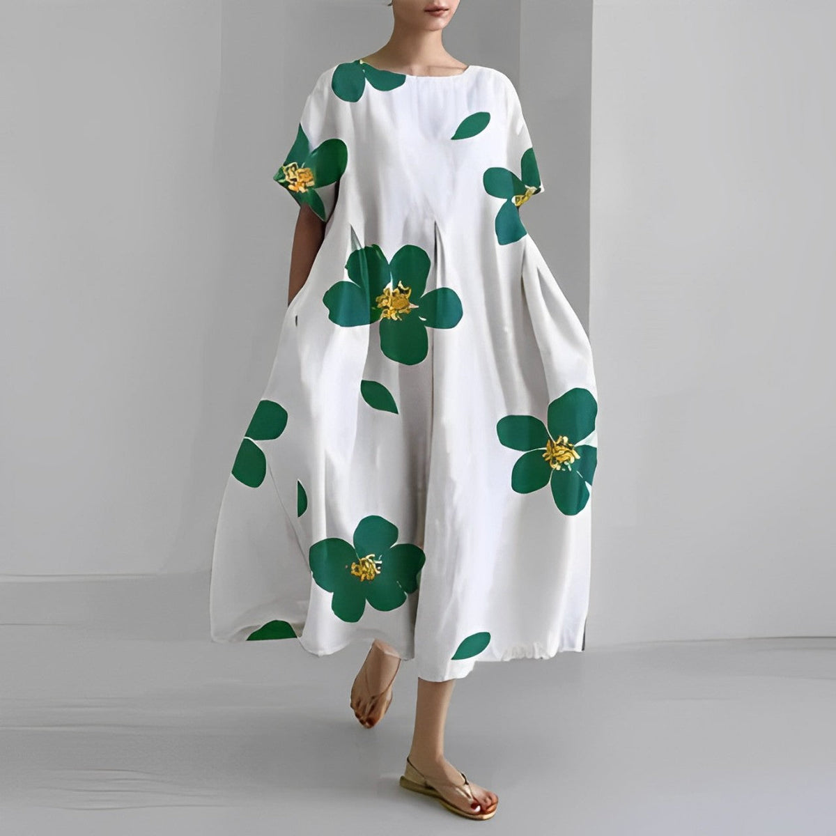 Sofie – Boho-blomstret kjole – Løstsiddende kjole
