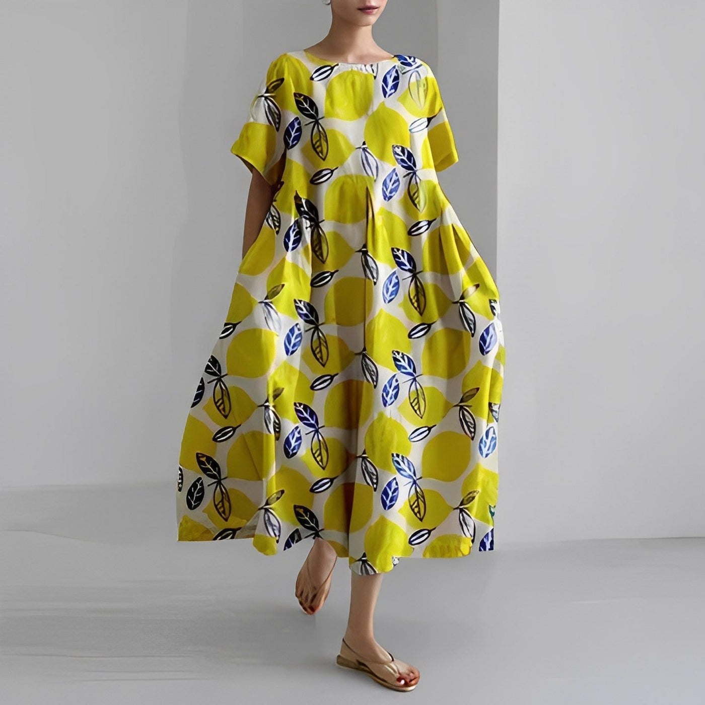 Sofie – Boho-blomstret kjole – Løstsiddende kjole