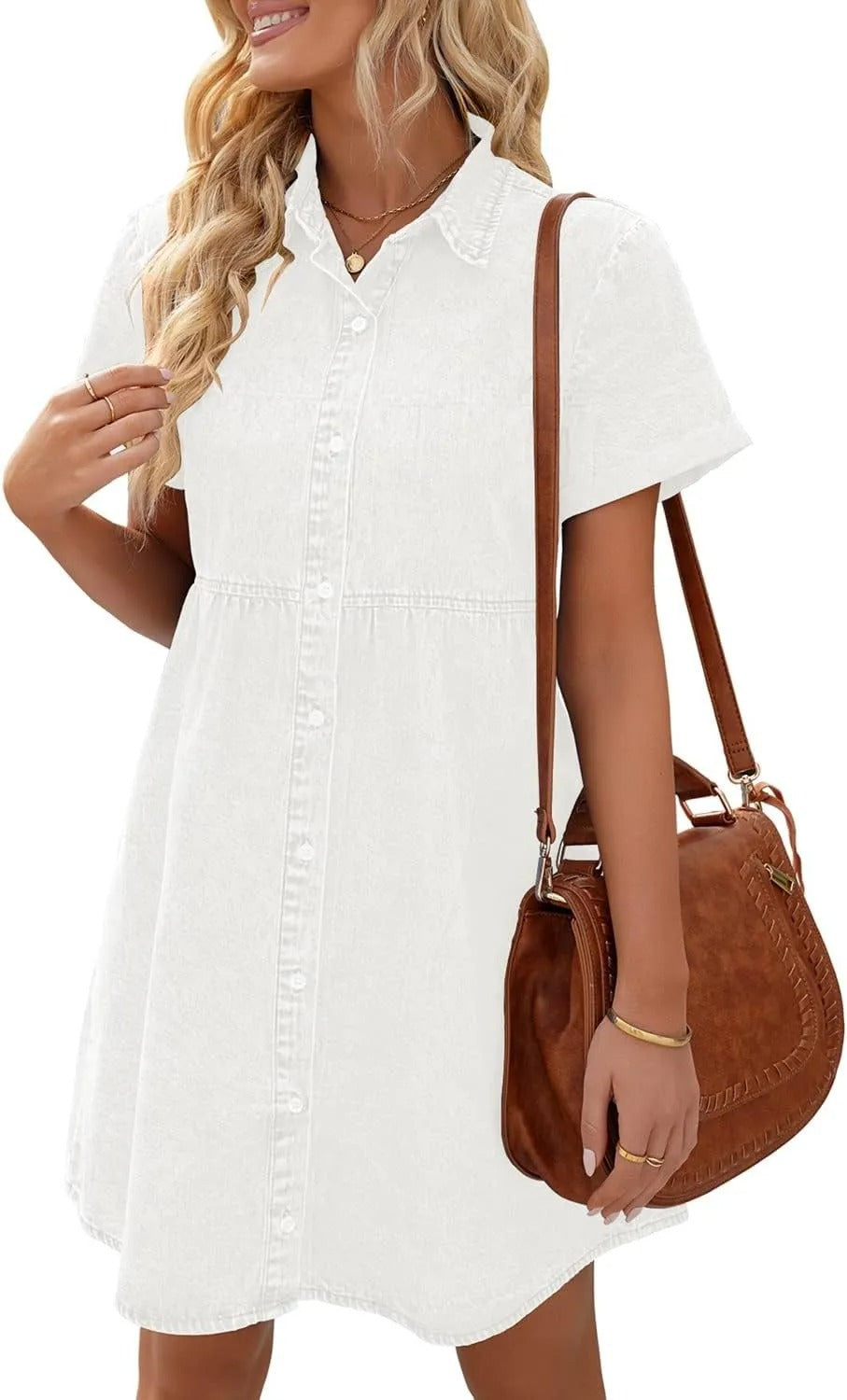 Elsa | Denim Babydoll kjole med Knapper