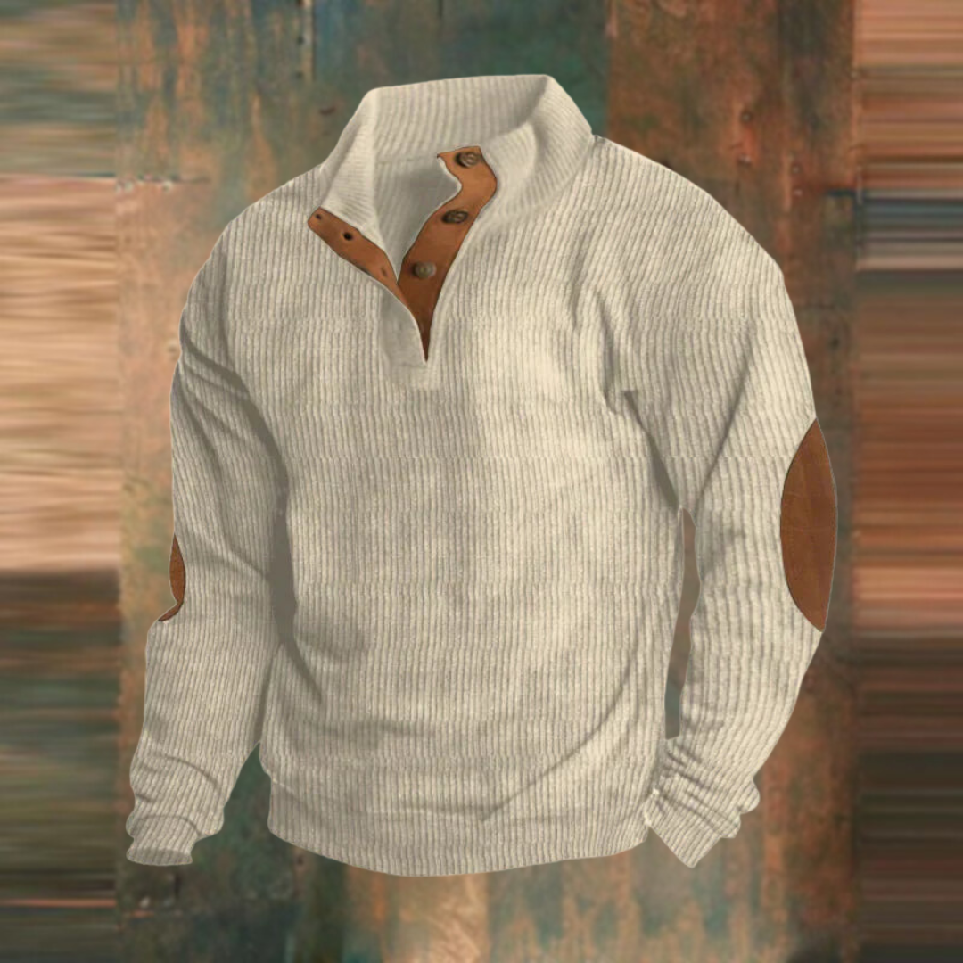 Afslappet sweatshirt med høj krave og lange ærmer