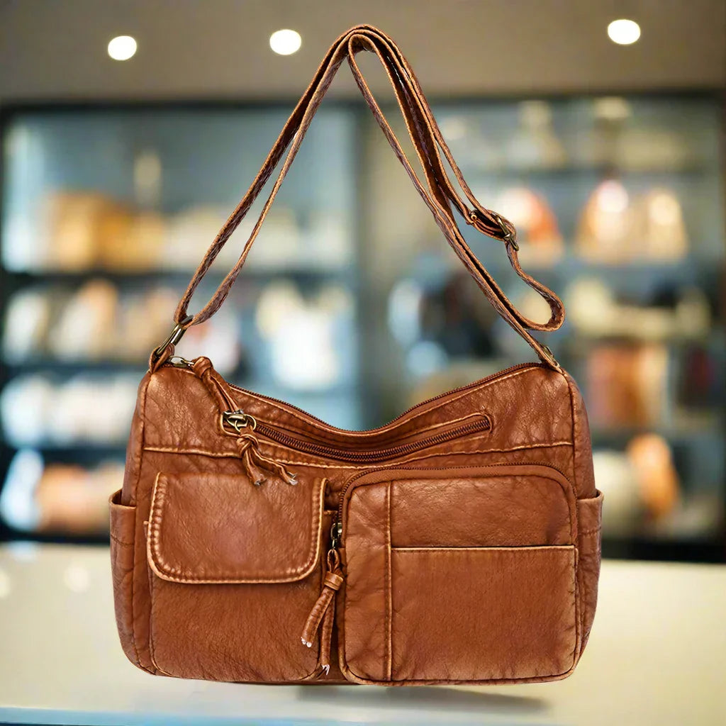 Lena™ | Vintage Luxe skuldertaske med flere lommer