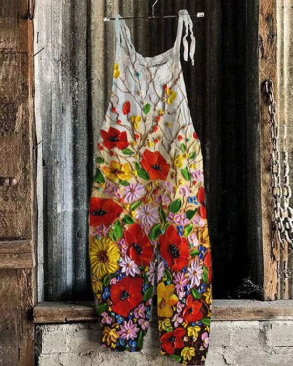 Maja | Let håndlavet overalls i blomsterstil