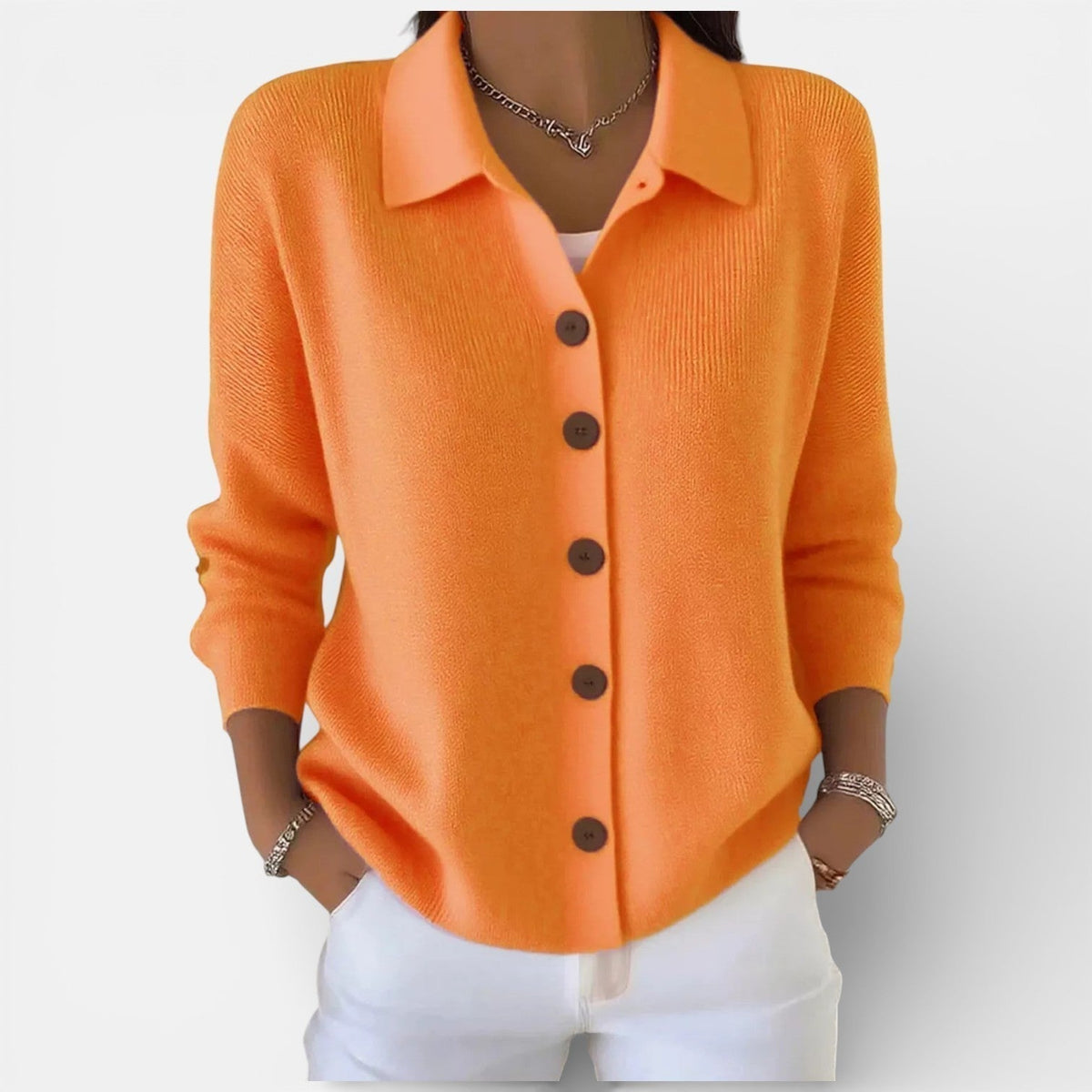 Kirstine | Strikcardigan med krave og knapper – billede 14