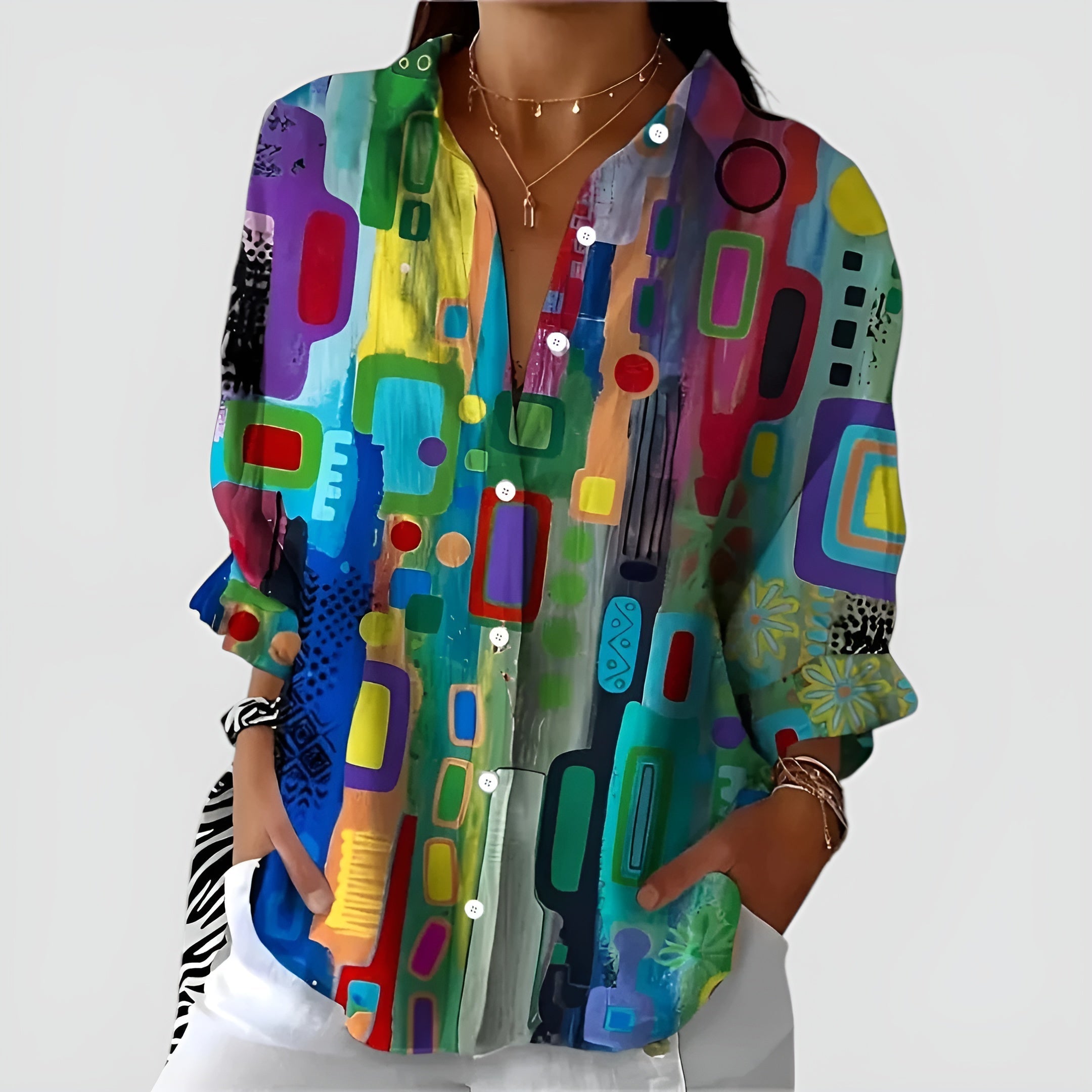 Katrine | Bluse med geometrisk mønster