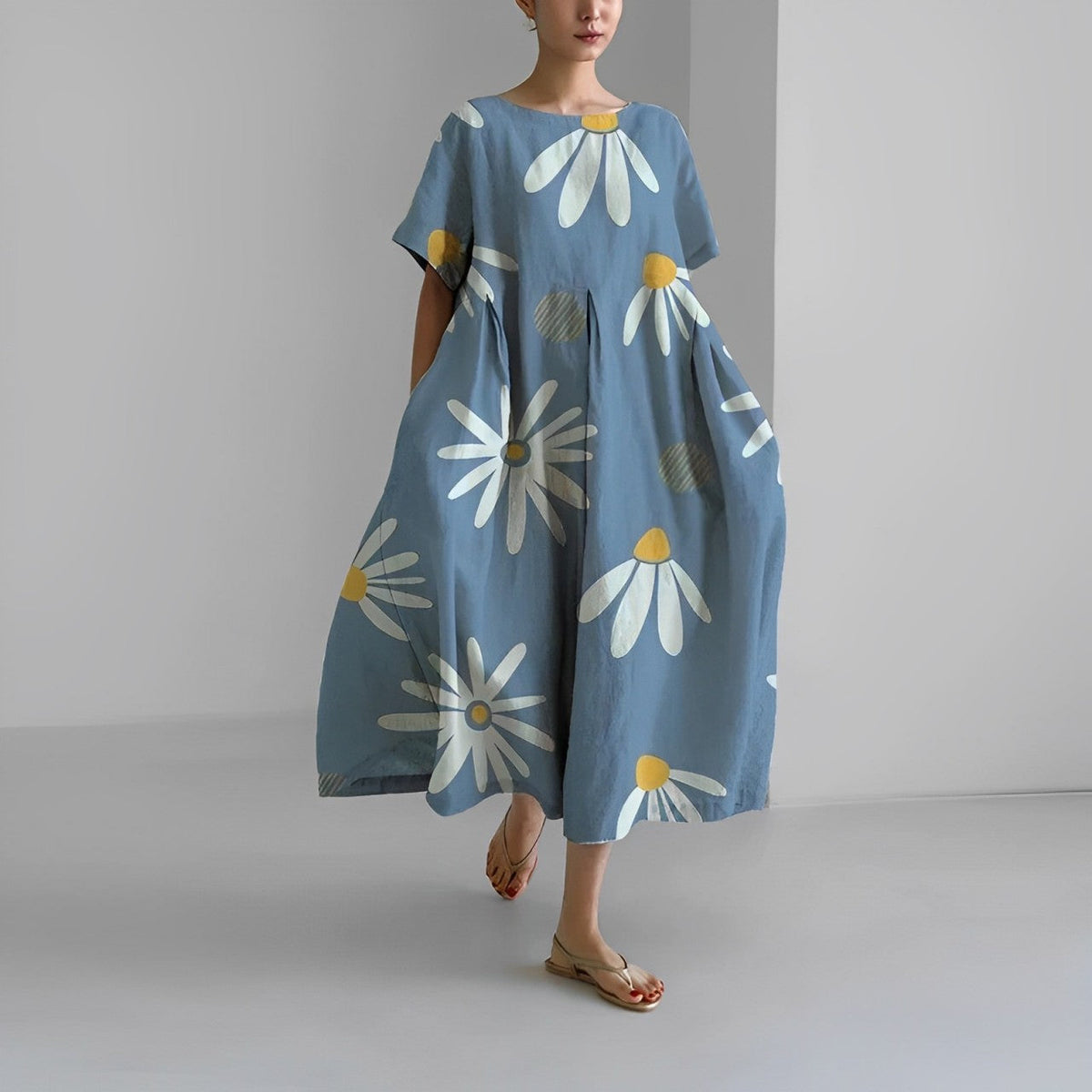 Sofie – Boho-blomstret kjole – Løstsiddende kjole